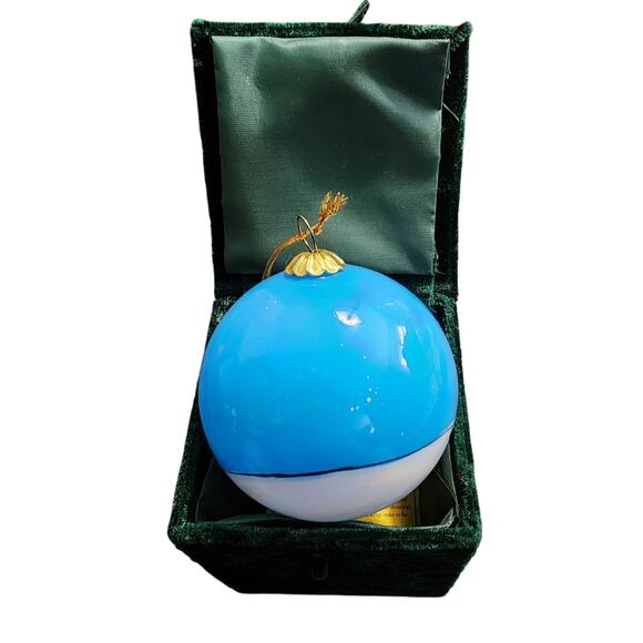 Vintage Holiday Christmas Reindeer Hand Inside-Painted Blown Glass Ornament Box - Picture 3 of 9